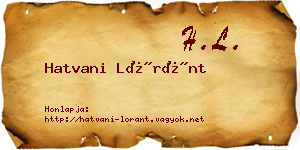 Hatvani Lóránt névjegykártya